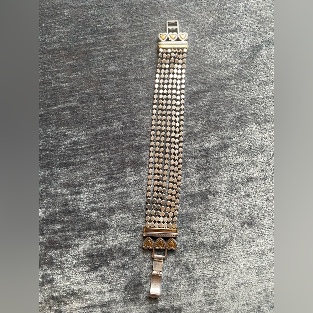 Brighton Two Tone, 7 Strand, Heart Bracelet
